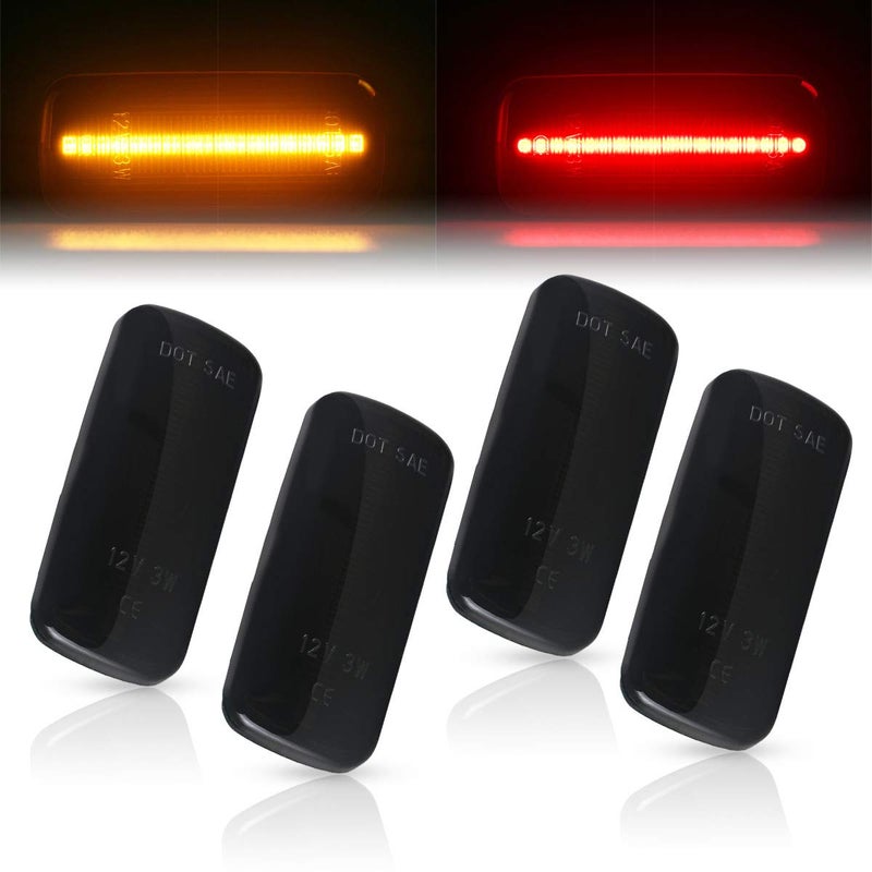 Gempro 4Pcs LED Side Marker Lights Dual Fender Bed Lamp Assembly Compatible with 2010-2017 Dodge Ram 2500 3500 (Smoke Lens) - Image 1
